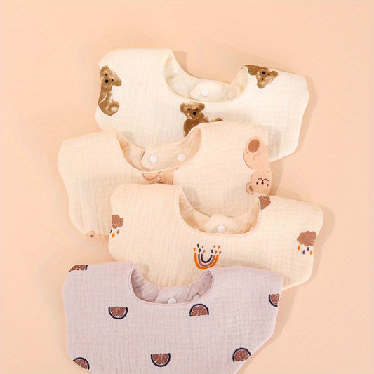 2pcs Set Baby Bibs 6 Layers Cotton Petal Bibs Infants Print Crepe Bibs