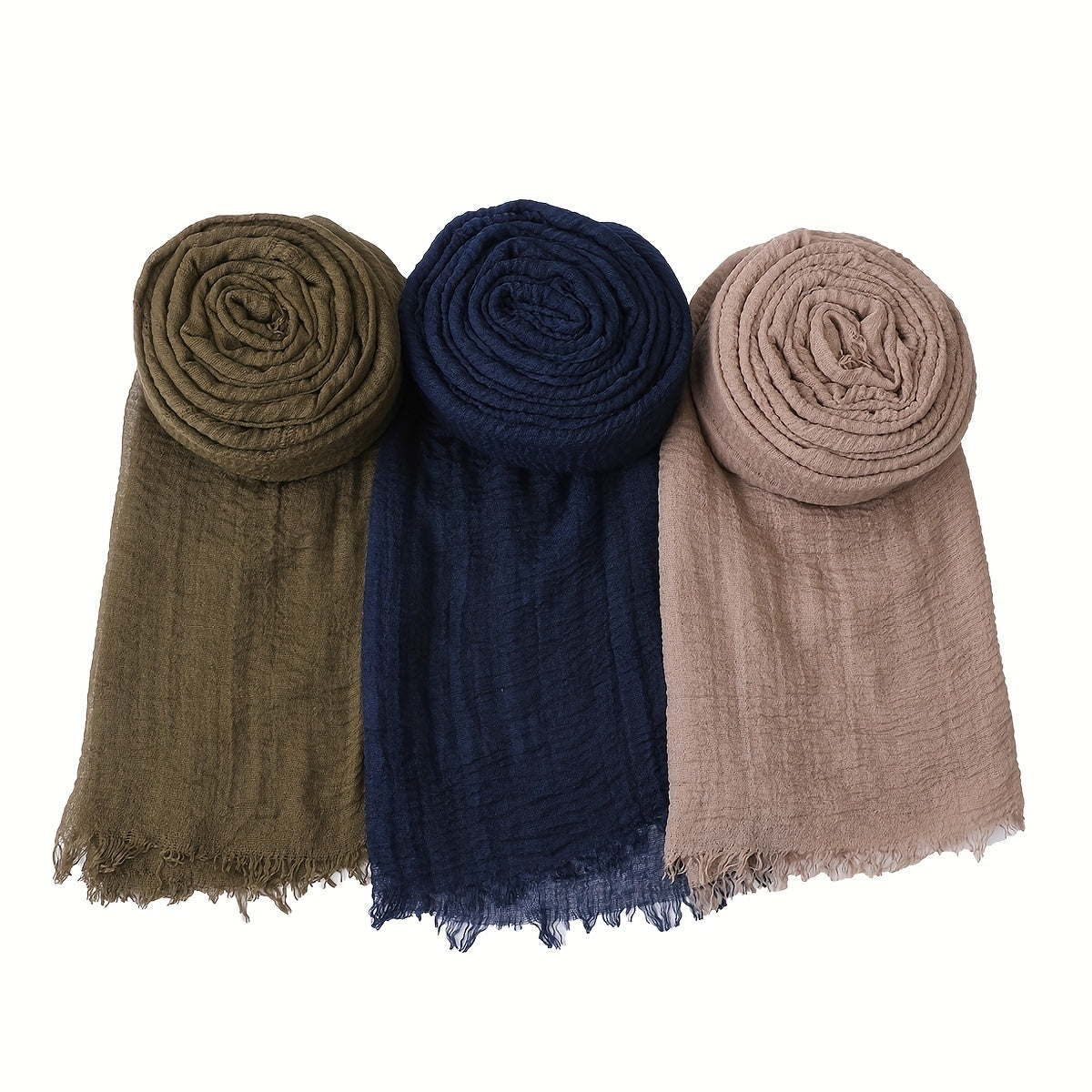 3pcs Rushed Scarf Shawl Wrap Minimalist Head Wrap For Daily Decoration Gift