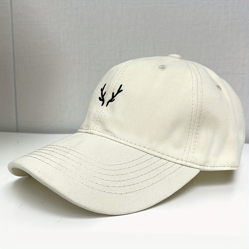 Embroidered Antlers Light Men's Baseball Cap