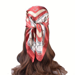 Vintage Chain Print Bandana Silk Square Scarf Shawl Neckerchief