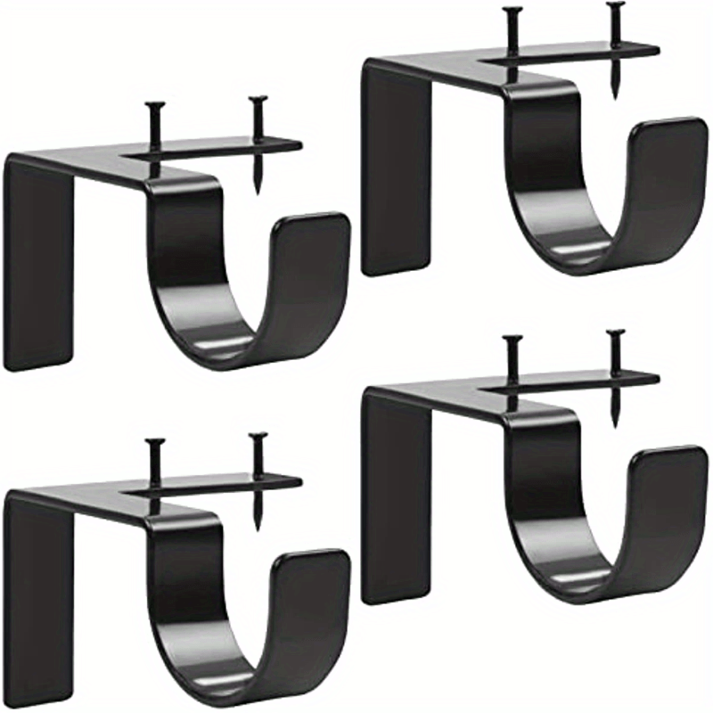 4pcs No Drill Curtain Rod Bracket Adjustable Metal Heavy Duty Curtain Rod Holder