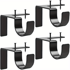 4pcs No Drill Curtain Rod Bracket Adjustable Metal Heavy Duty Curtain Rod Holder