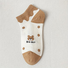 5 Pairs Cute Teddy Bear Ankle Socks for Women