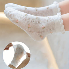 Girls Kids Flowers Pattern Socks Breathable Comfy Socks Spring Summer Children's