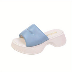 Women's Chunky Heeled Platform Slide Sandals