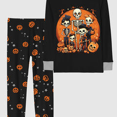 Skeleton Pattern Kid's Pajamas Halloween Style PJ Set