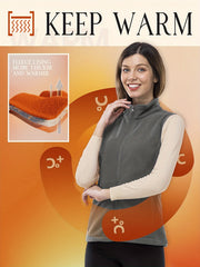 Sporty Sleeveless Zip Front Vest With Pockets Fleece Liner