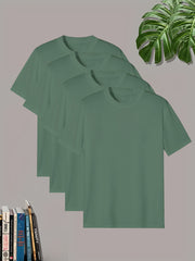 4 Pcs Men's Short Sleeve T-Shirt Set for Summer