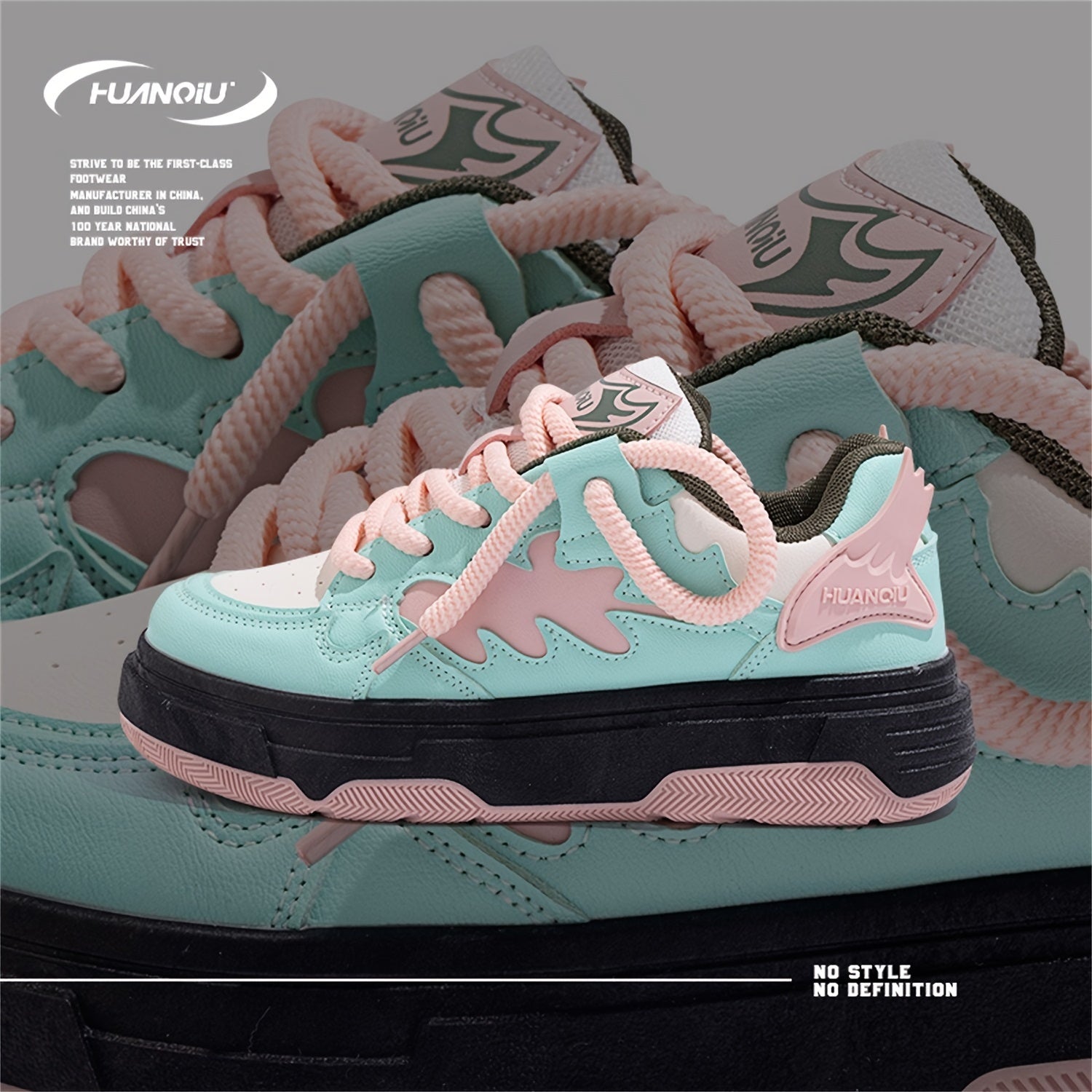 HUANQIU Lace-up Platform Skate Shoes for Women