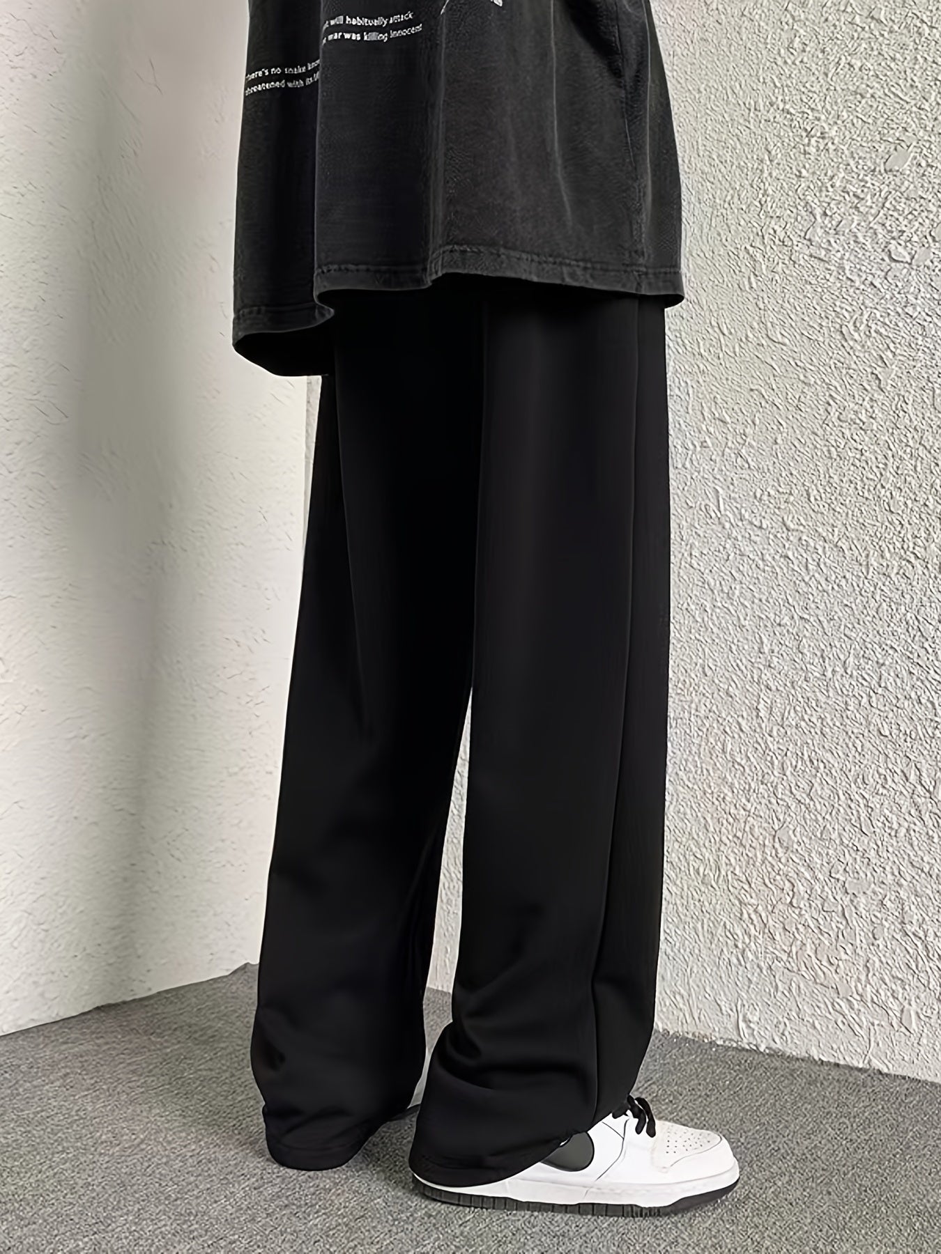 Men's Drawstring Waist Straight Pants for Autumn and Winter