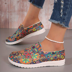 Women's Floral Canvas Slip On Low Top Shoes