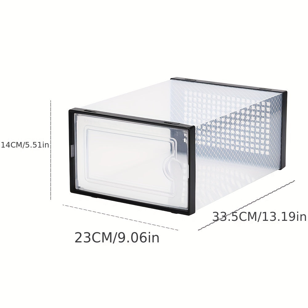 12pcs Clear Plastic Folding Shoes Box - Display Basket Dustproof Shoes Cabinet
