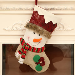 1pc Santa Claus Snowman Deer Faux Leather Socks Christmas Gift Bag