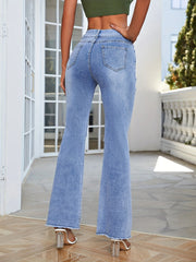 High Waist Flare Jeans High Stretch Bell Bottom Women's Denim