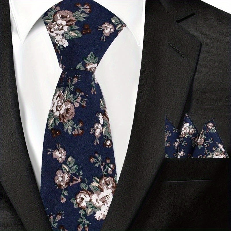 Men's Printed Fabric Tie Pocket Towel Set