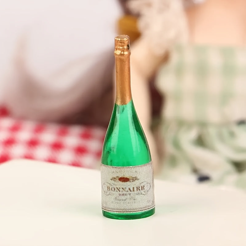 Dollhouse Accessories Pretend Play Bar Set Green Champagne Bottle & Ice Bucket