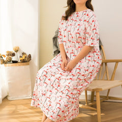 Plus Flamingo Print Short Sleeve Nightdress