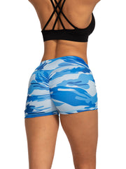 Women's Camo Pattern Running Yoga Gym Shorts