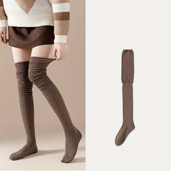 Solid Thigh High Socks Over The Knee Stockings Women's Hosiery