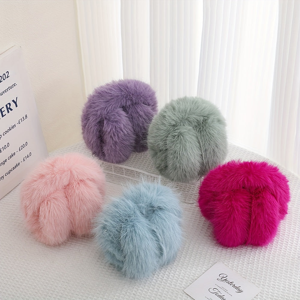Women's Acrylic Faux Fur Earmuffs, Hand Washable, Warm Ear Protectors, Foldable