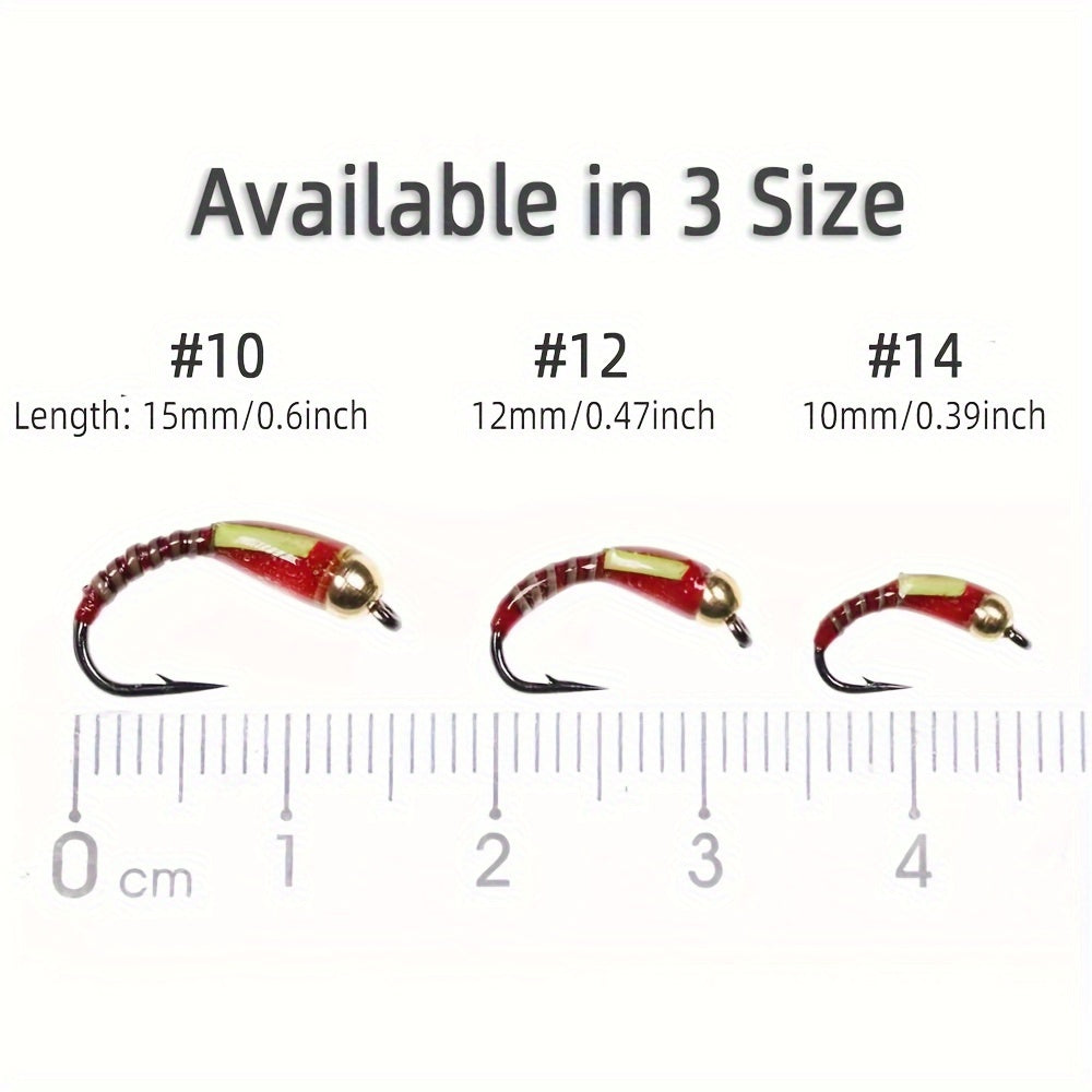 15pcs Brass Bead Head Flies for Trout Fishing Ice Fishing Fly