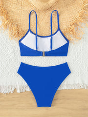 Girl's Solid Bikini Set Cami Top & Briefs Stretchy Bathing Suit