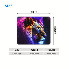 Lion Head Pattern Square Mouse Pad 20x24cm Rubber Border Slide Mouse Pad
