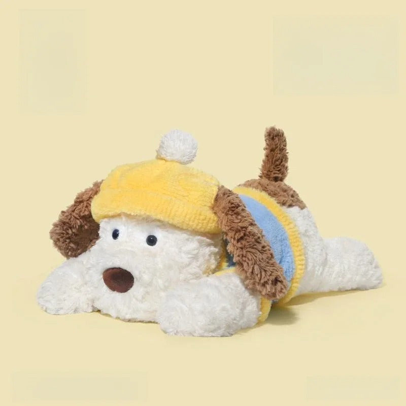 Cartoon Dog Plush Toy Yellow Hat Soft Stuffed Animal Mixed Colors