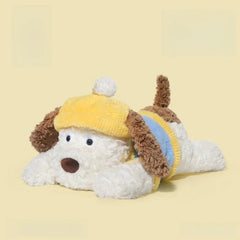 Cartoon Dog Plush Toy Yellow Hat Soft Stuffed Animal Mixed Colors