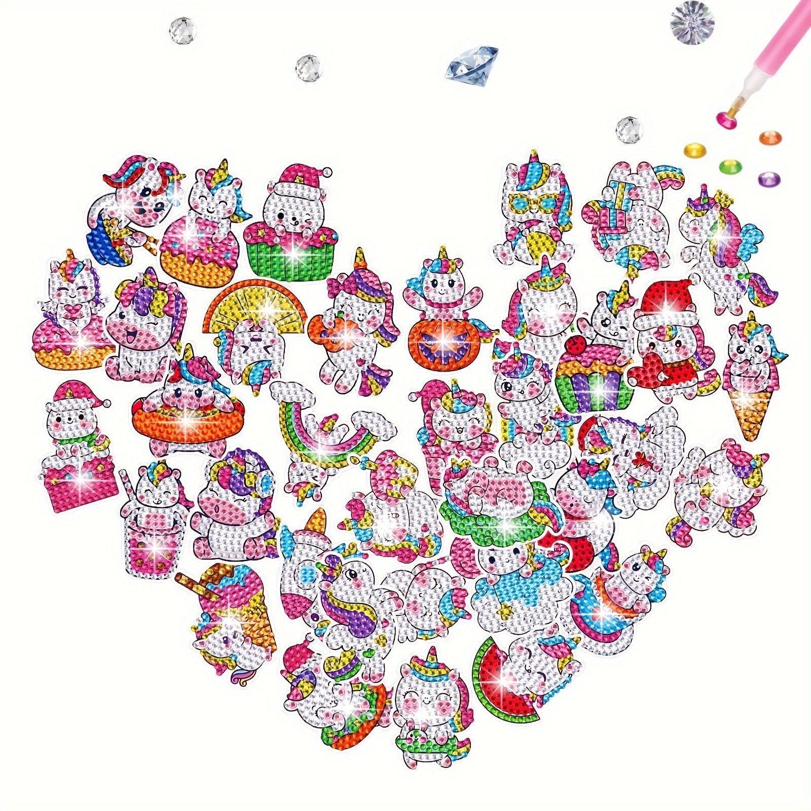 36pcs DIY Diamond Painting Stickers Handcraft Cartoon Unicorn Rhinestone