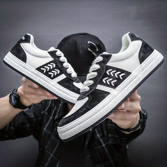 Men's Ear Of Wheat Print Lace Up Sneakers - Outdoor Walking Shoes