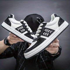 Men's Ear Of Wheat Print Lace Up Sneakers - Outdoor Walking Shoes