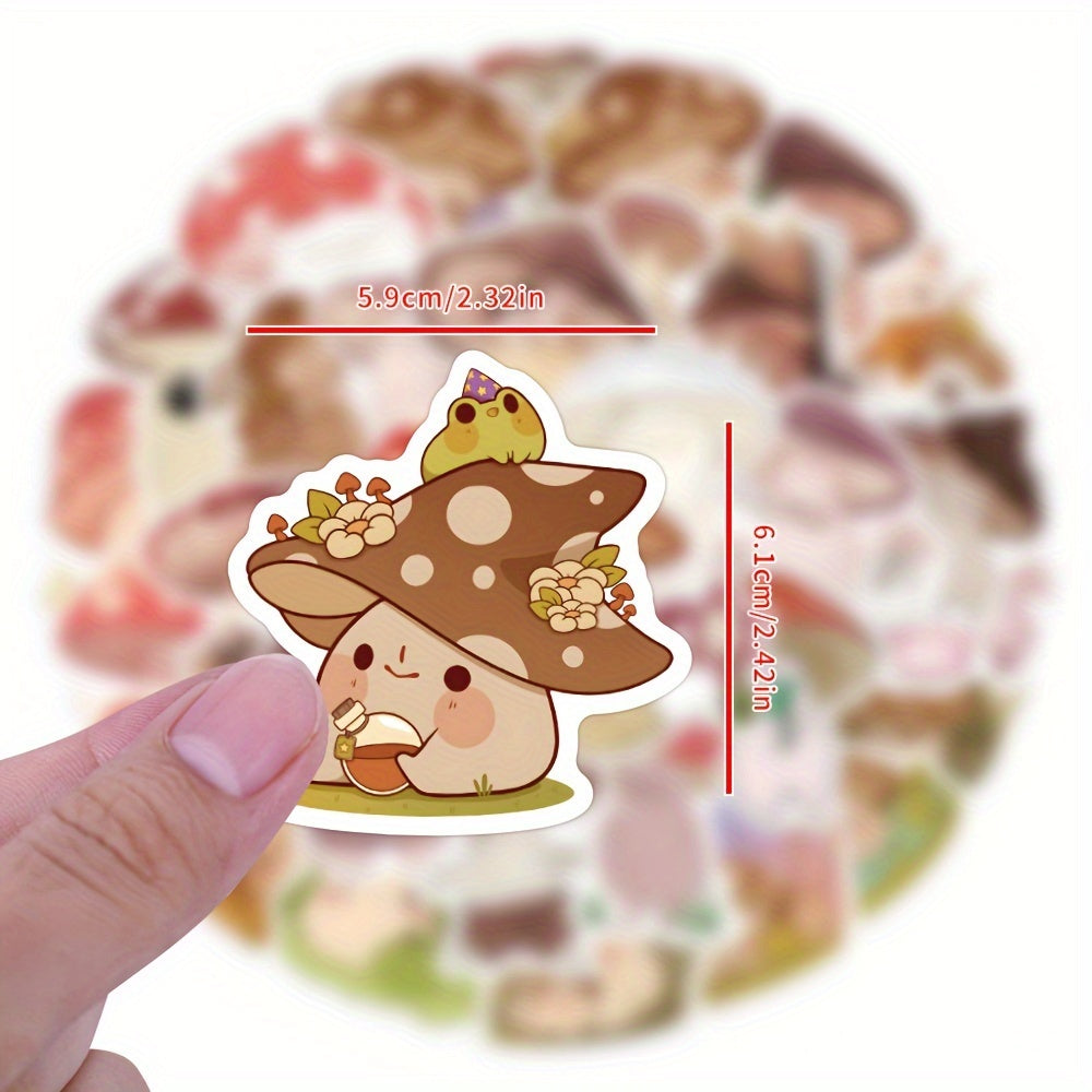 61PCS Mushroom Friends Vinyl Waterproof Stickers Scrapbook Journaling Laptop Ska