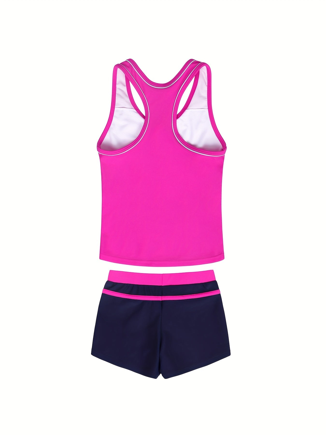 2pcs Toddler Girls Bikini Tankini Swimsuit Stripe Racer Back Tank Top & Bottoms