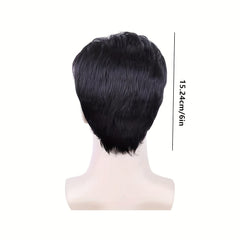 Men's Short Hair Wig Bifurcation Elastic Inner Mesh Christmas Daily Wear