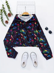 Girls Crop Hoodie Letter Print Pullover Sweatshirt Kids Clothes