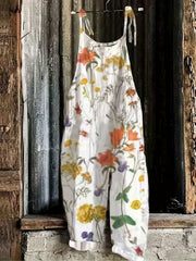Floral Print Tie Shoulder Jumpsuit