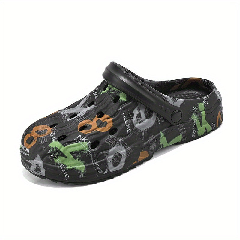Men's Camo Print Slip On Clog Sandals Casual Shoes