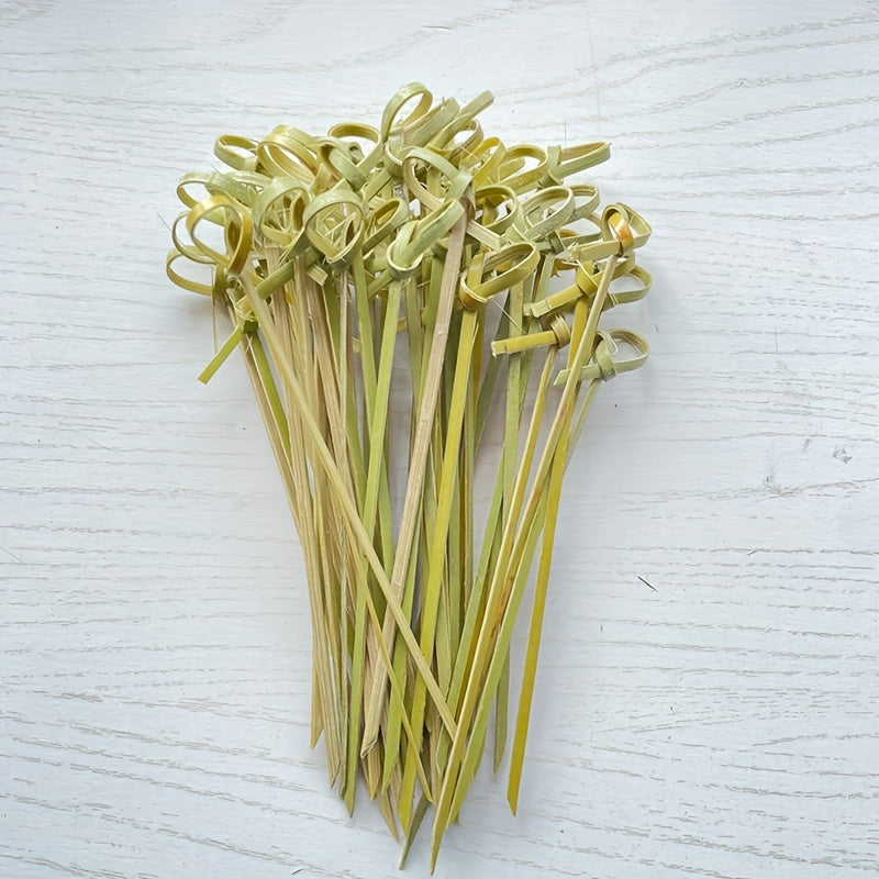 100pcs Bamboo Stick String Fruit Fork Cocktail Tomato Stick