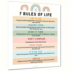 Inspirational Wall Decor 7 Rules Of Life Poster Happy Quote Feelings Poster