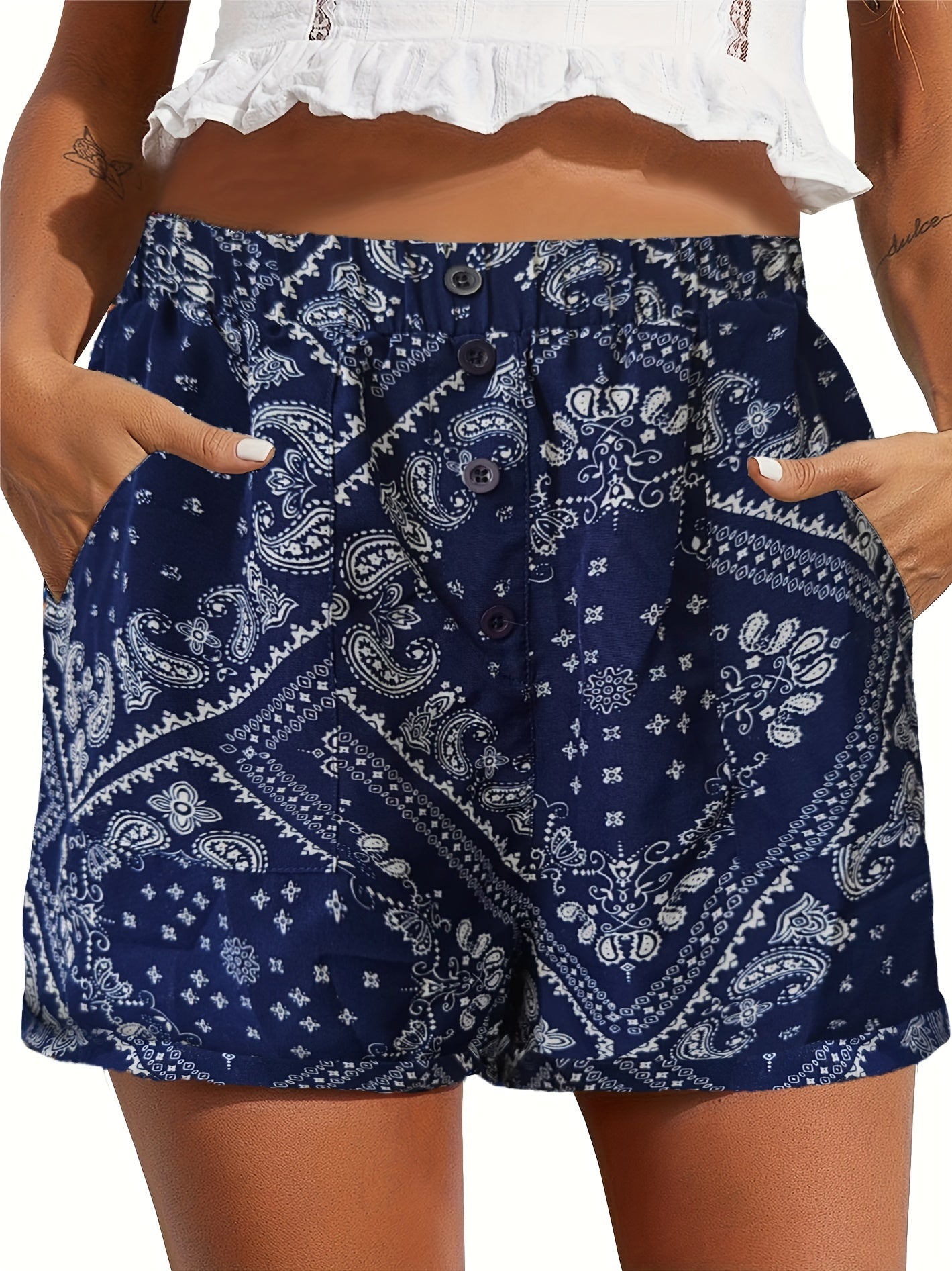 High Waist Pocket Shorts for Women