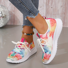 Tie Dye Lace Up Athletic Mesh Sneakers for Women
