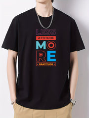Men's Cotton Letter Print Active T-shirt for Summer