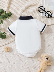Baby Boys Bear Graphic Polo Neck Bodysuit