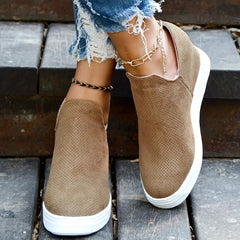 Women's Casual Wedge Loafers Round Toe Height Increasing Slip On Shoes