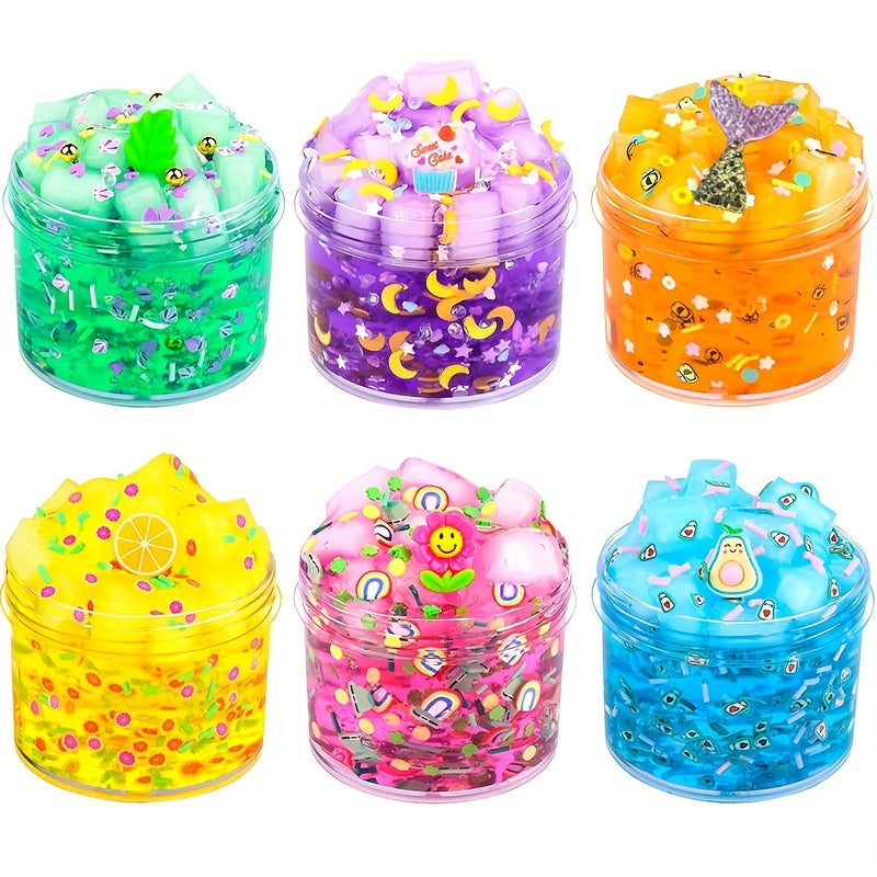 180ml Jelly Cube Slime Kit Girls DIY Sensory Stress Relief Clear Slime