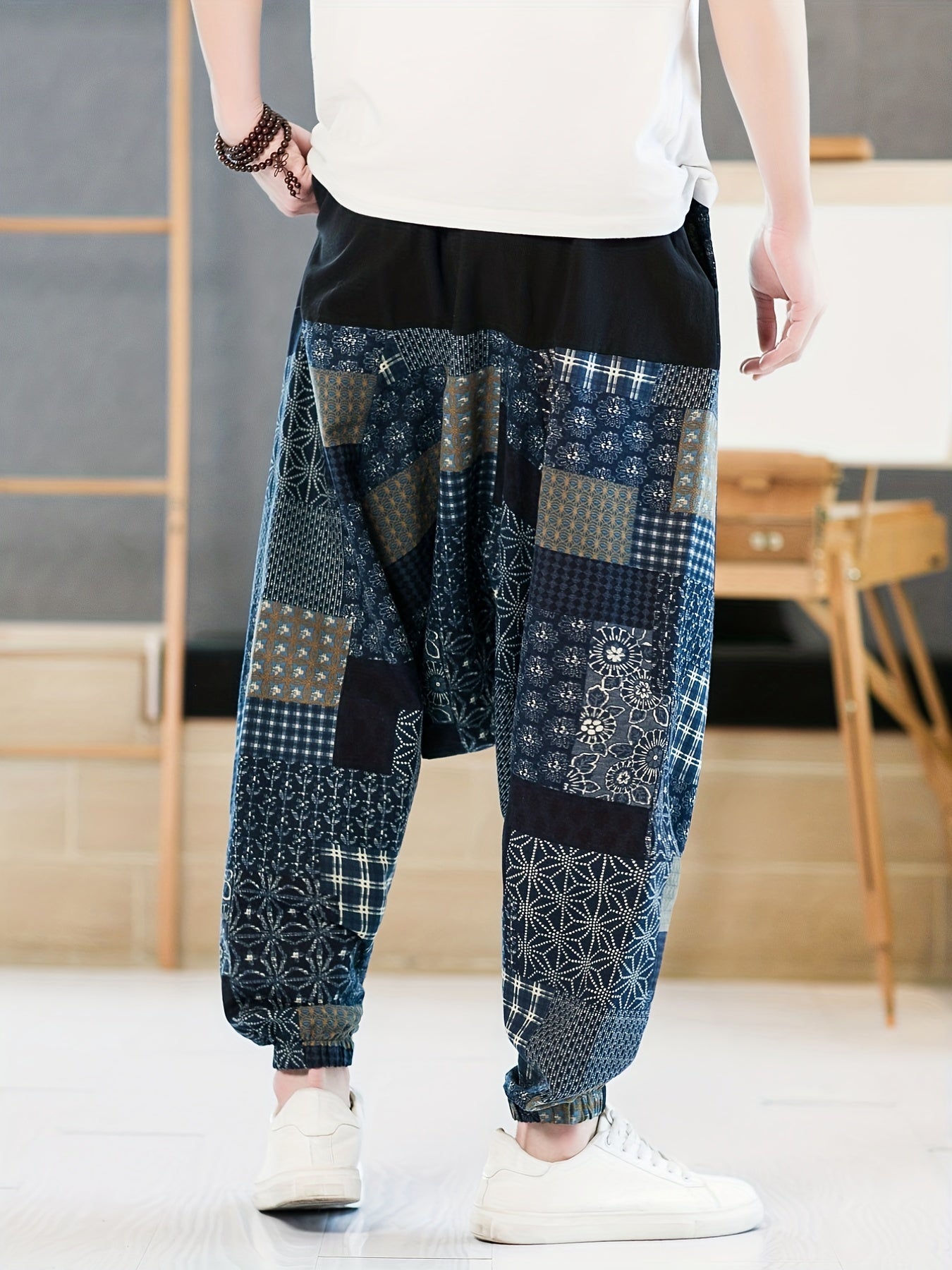 Men's Block Loose Harem Pants