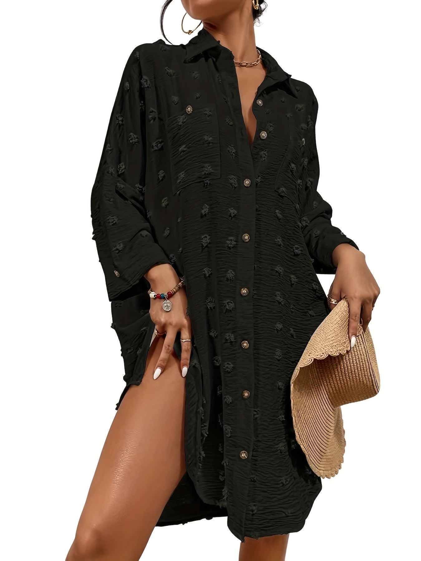 Split Pocket Beach Shirt Cover Up Women's Swimwear