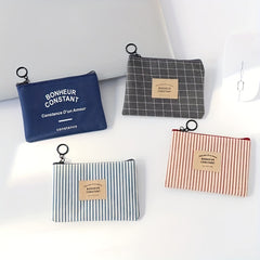 Casual Square Mini Coin Purse Key Bag Canvas Zipper Small Storage Bag