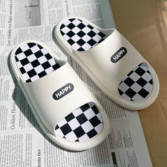 Men's Checkered Slippers Quick Dry Soft Insole Sandals
